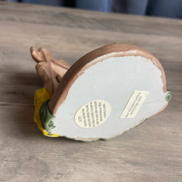 Halloween Fall witch fence flying broom Tealight Holder 4 inch ceramic VTG - Picture 5 of 7